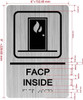 FACP INSIDE with Raised letters/Image & Grade 2 Braille - Includes Red Adhesive pad for Easy Installation Fire Deparment Sign