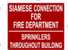 SIAMESE CONNECTION FOR FIRE DEPARTMENT SPRINKLERS THROUGHOUT BUILDING Hotel Sign