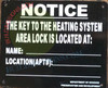 HPD KEY TO THE HEATING SYSTEM  Safety Sign HPD KEY TO THE HEATING SYSTEM  Safety Sign