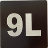 Apartment number 9L sign