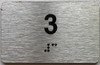 Signage Apartment number  - Unit number  / Suite  comes with Raised letters & Grade 2 Braille - Includes Red Adhesive pad for Easy Installation - The park Ave Line (NUMBER 3)