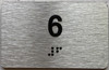 Signage Apartment number  - Unit number  / Suite  comes with Raised letters & Grade 2 Braille - Includes Red Adhesive pad for Easy Installation - The park Ave Line (NUMBER 6)