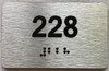Signage Apartment number  - Unit number  / Suite number  comes with Raised letters & Grade 2 Braille - Includes Red Adhesive pad for Easy Installation - The park Ave Line (Apt 228)