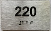 Sign Apartment number  - Unit number  / Suite number  comes with Raised letters & Grade 2 Braille - Includes Red Adhesive pad for Easy Installation - The park Ave Line (Apt 220)