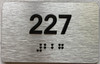 Sign Apartment number  - Unit number  / Suite number  comes with Raised letters & Grade 2 Braille - Includes Red Adhesive pad for Easy Installation - The park Ave Line (Apt 227)