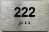 Signage Apartment number  - Unit number  / Suite number  comes with Raised letters & Grade 2 Braille - Includes Red Adhesive pad for Easy Installation - The park Ave Line (Apt 222)