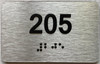 Signage Apartment number  - Unit number  / Suite number  comes with Raised letters & Grade 2 Braille - Includes Red Adhesive pad for Easy Installation - The park Ave Line (Apt 205)