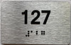 Signage Apartment number  - Unit number  / Suite number  comes with Raised letters & Grade 2 Braille - Includes Red Adhesive pad for Easy Installation - The park Ave Line (Apt 127)