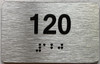 Sign Apartment number  - Unit number  / Suite number  comes with Raised letters & Grade 2 Braille - Includes Red Adhesive pad for Easy Installation - The park Ave Line (Apt 120)