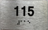 Signage Apartment number  - Unit number  / Suite number  comes with Raised letters & Grade 2 Braille - Includes Red Adhesive pad for Easy Installation - The park Ave Line (Apt 115)