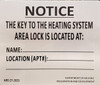 HPD NYC KEY TO THE HEATING SYSTEM SIGN HPD NYC KEY TO THE HEATING SYSTEM SIGN