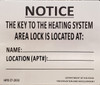 HPD NYC KEY TO THE HEATING SYSTEM  Safety Sign HPD NYC KEY TO THE HEATING SYSTEM  Safety Sign