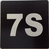 Sign Apartment number 7S  - UNIT NUMBER 7S /SUITE 7S  (BLACK, DOUBLE SIDED TAPE) -Broadway Line