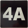 Sign Apartment number 4A  - UNIT NUMBER 4A /SUITE 4A  (BLACK, DOUBLE SIDED TAPE) -Broadway Line