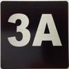 Sign Apartment number 3A  - UNIT NUMBER 3A /SUITE 3A  (BLACK, DOUBLE SIDED TAPE) -Broadway Line