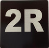 Sign Apartment number 2R  - UNIT NUMBER 2R /SUITE 2R  (BLACK, DOUBLE SIDED TAPE) -Broadway Line