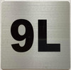 Sign Apartment number 9L  - UNIT NUMBER 9L  (SILVER, DOUBLE SIDED TAPE) -Broadway Line
