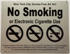 NYC NO SMOKING OR ELECTRONIC CIGARETTES  Hpd Sign