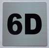 Sign Apartment number 6D  - UNIT NUMBER 6D  (SILVER, DOUBLE SIDED TAPE) -Broadway Line