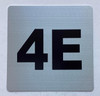 Sign Apartment number 4E  - UNIT NUMBER 4E  (SILVER, DOUBLE SIDED TAPE) -Broadway Line