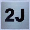 Sign Apartment number 2J  - UNIT NUMBER 2J  (SILVER, DOUBLE SIDED TAPE) -Broadway Line