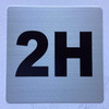 Sign Apartment number 2H  - UNIT NUMBER 2H  (SILVER, DOUBLE SIDED TAPE) -Broadway Line
