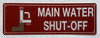 Main water shut off sign Main water shut off sign