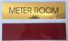 SIGN METER ROOM  - Gold BACKGROUND  WITH SELF ADHESIVE STICKER FOR INDOOR USE