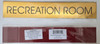 RECREATION ROOM SIGNAGE - Gold BACKGROUND  WITH SELF ADHESIVE STICKER FOR INDOOR USE