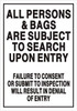 All Persons & Bags Subject to Search  (Double Sided Tape,Aluminium, White ) All Persons & Bags Subject to Search  (Double Sided Tape,Aluminium, White )