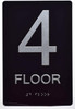 Signage  Black Floor number  -Tactile Graphics Grade 2 Braille Text with raised letters