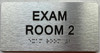 EXAM ROOM signS with Raised letters/Image & Grade 2 Braille - Includes Red Adhesive pad for Easy Installation