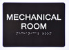 Sign Black Floor number  -Tactile Graphics Grade 2 Braille Text with raised letters aluminum, Safety  for Office, school Hospital, Apartment BLACK (Mechnical Room )