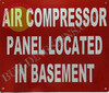 AIR Compressor Panel Located in Basement   Fire Department Sign