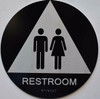 BRAILLE UNISEX RESTROOM CA - (ALUMINIUM,BLACK, 12 DIAMETER) SIGN