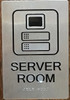 Server Room Braille with Raised Tactile Graphics and Letters  Sign