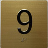 BRAILLE 9TH FLOOR ELEVATOR JAMB PLATE SIGN