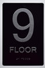 BRAILLE BLACK FLOOR NUMBER 9TH FLOOR SIGN