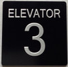 HOTEL ELEVATOR FLOOR NUMBER (ELEVATOR NUMBER 3) SIGN