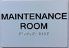 Maintenance Room  with Raised letters/Image & Grade 2 Braille - Includes Red Adhesive pad for Easy Installation Hpd Sign