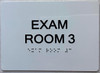 Exam room  with Raised letters,Grade 2 Braille 5" W x 7" H,white, Tacticle , double sided tape- The sensation line