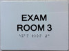 Exam room  with Raised letters,Grade 2 Braille 5" W x 7" H,white, Tacticle , double sided tape- The sensation line Hpd Sign