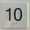 BRAILLE ELEVATOR FLOOR 10 /JAMB PLATE FLOOR 10 SIGN