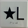 TACTILE HOTEL ELEVATOR FLOOR STAR L /JAMB PLATE FLOOR SIGN