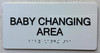 Baby Changing Area  with Raised letters/Image & Grade 2 Braille - Includes Red Adhesive pad for Easy Installation Sign