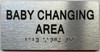 BABY CHANGING AREA  with Raised letters/Image & Grade 2 Braille - Includes Red Adhesive pad for Easy Installation