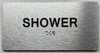 SHOWER  with Raised letters/Image & Grade 2 Braille - Includes Red Adhesive pad for Easy Installation Safety Sign