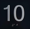 10TH Floor Elevator Jamb Plate - with Braille and Raised Number-Elevator Floor Number - 10TH Floor Elevator Jamb Plate - with Braille and Raised Number-Elevator Floor Number -