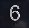 6TH Floor Elevator Jamb Plate - with Braille and Raised Number-Elevator Floor Number - 6TH Floor Elevator Jamb Plate - with Braille and Raised Number-Elevator Floor Number -