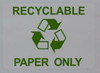 Recyclable Paper Only Sticker  Braille Sign Recyclable Paper Only Sticker  Braille Sign
